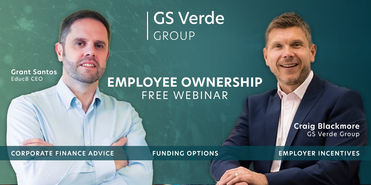 Employee Ownership is continuing to rapidly grow in popularity. 

Find out why leading training provider <a href="/Educ8_Wales/">Educ8 Training Ltd</a> moved to an EOT, with staff now owning a majority stake in the business at GS Verde’s FREE webinar.

Book your place: eventbrite.co.uk/e/335217694147
