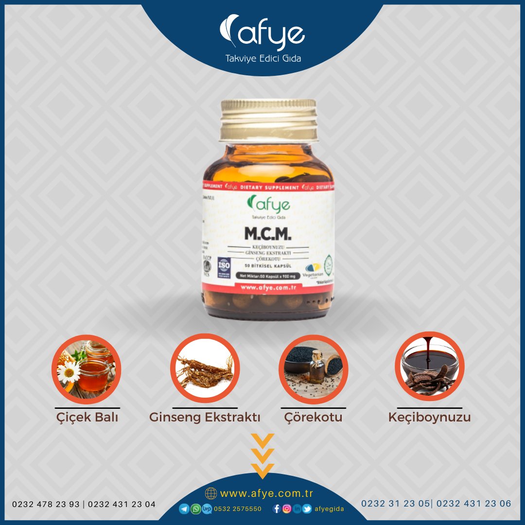 afyegida's tweet photo. MCM tam size göre.
Çiçek Balı, Ginseng Ekstraktı, Çörekotu, Keçiboynuzu
Enerjiniz erken mi bitiyor? Bütün gün aktif ve zinde kalmak ister misiniz? 

#afye #cuma #hayırlıcumalar #kontakkapattürkiye #OttomanLoading #akaryakıtzammı #BlackAdam #Crypto #deprem #FenerbahceBeko https://t.co/FrU2kWjuHV