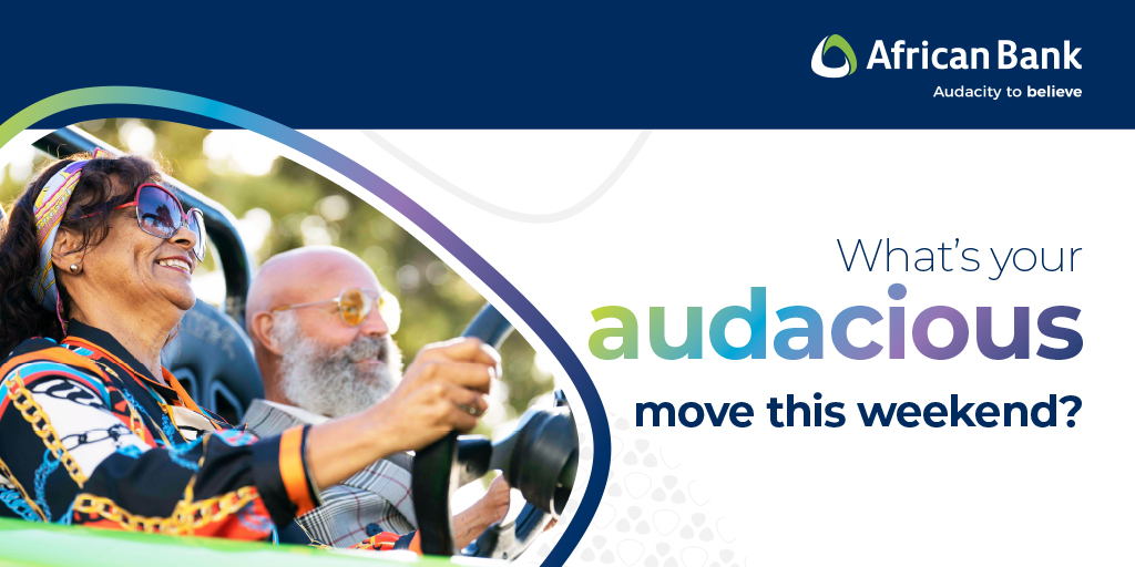 AfricanBank's tweet photo. It’s the weekend! What's your audacious move this weekend?
It takes audacity to achieve your goals and dreams. It’s the smallest actions that can have the biggest impact. Be audacious - let it show!
#AudaciousFriday #AudacityToBelieve https://t.co/doQRwpRV0i