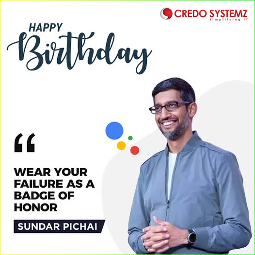 credosystemz's tweet photo. “A person who is happy is not because everything is right in his life, he is happy because his attitude towards everything in his life is right.”

#SundarPichai #happybirthday #Credosystemz #upskillwithcredosystemz https://t.co/jkL2XRWonv