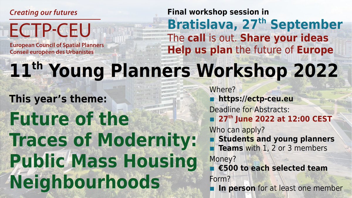 JanetAskew's tweet image. Young planners and students - fantastic ⁦@ECTP_CEU⁩     opportunity to influence planners across Europe.⁦⁦@UCCplanningsoc⁩ ⁩ ⁦@PRD_UlsterUni⁩ ⁦@Brendan_OSull⁩ ⁦@RobertoRocco⁩ ⁦@DrCarolineBrown ⁦@UWE_SPE⁩ ⁦⁩ hedorfer.eu/ectp-ceu/ypws2…