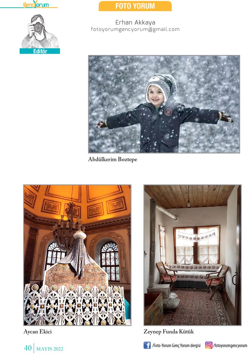 fotoyorum_gy's tweet photo. Merhaba arkadaşlar, 
Genç Yorum dergisi Mayıs ayı Fotoyorum sayfaları...
Yayınlanmasını istediğiniz fotoğrafları ve görüşlerinizi mail adresimizden iletebilirsiniz.
#fotoyorumgencyorum #fotografia #fotoğrafçı #photography  #görsel #dergi #gençlik #genç #youth #magazine https://t.co/o4BvnNh4IQ