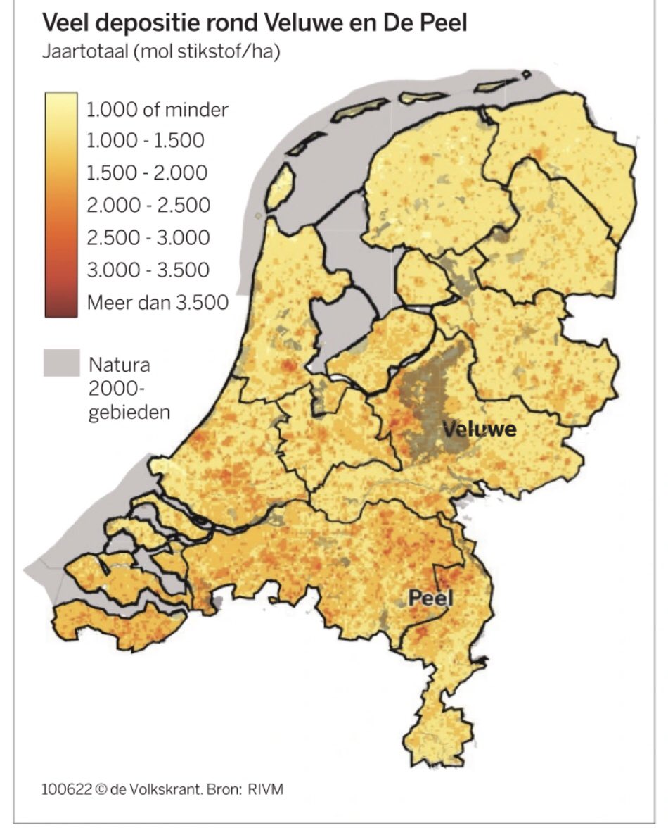 Stikstofhaarden rond de Veluwe en De Peel, de Noord-Limburgse Peelregio laat bij #Venray de meest dieprode tinten van Nederland zien. Hoe gaan provincie en de nieuwe Venrayse coalitie met als motto Bouwen aan Vertrouwen na het kabinetsbesluit van vandaag hiermee om?