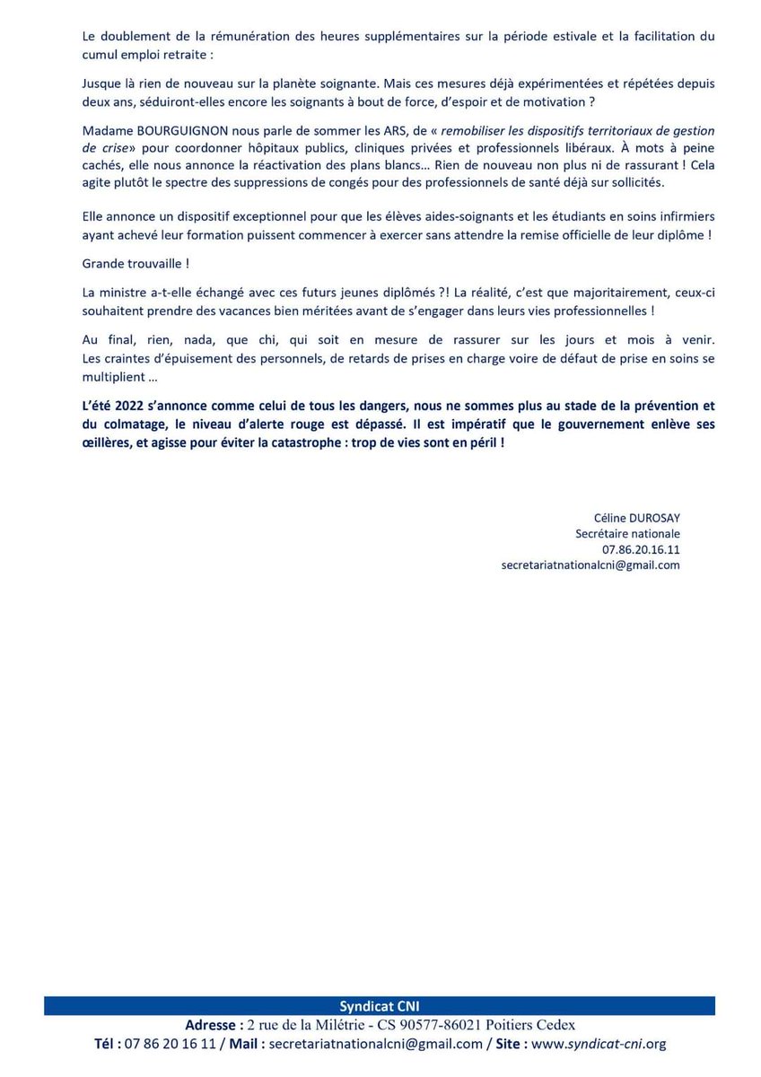 CniSyndicat's tweet photo. @BrigBourguignon @EmmanuelMacron, suite à vos propos, prenez conscience de la situation et prenez les décisions en conséquence. https://t.co/kEXNG22LKz