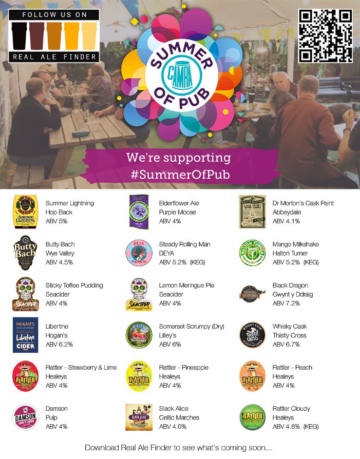 On the bar today from 4pm.
Beer Board: bit.ly/33RQlQZ

#SummerOfPub #CAMRA <a href="/HopBackBrewery/">Hop Back Brewery</a> <a href="/PurpleMooseBrew/">Purple Moose Brewery</a> <a href="/AbbeydaleBeers/">Abbeydale Brewery</a> <a href="/WyeValleyBrew/">Wye Valley Brewery</a> <a href="/deyabrewery/">DEYA</a> <a href="/HaltonTurner/">Halton Turner Brewing Company</a> <a href="/wolvescamra/">Wolverhampton CAMRA</a>
#RealAleFinder