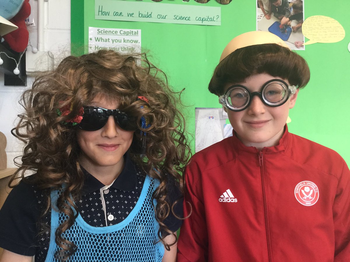 ArbourthorneCPS's tweet photo. It’s costume allocation day in Y6 - getting ready for our performance of A Mad Summer Night’s Scream. Can you guess which characters these two are playing? #Y6performance #team https://t.co/5AIvy3NXT0