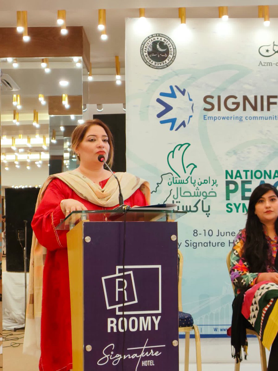 SignifyEC's tweet photo. “#Peace, #Tolerance &amp; #Harmony is inbuilt in human nature. Religions teach love &amp; tolerance.
There is no difference between minority &amp; majority of a state.” - Hon. MNA Romina Khurshid, Special Advisor to PM &amp; Convener of SDGs TaskForce

@MNARomina 
@SecretariatSDGs 

#PurAmnPak https://t.co/RkiVZZNB6R