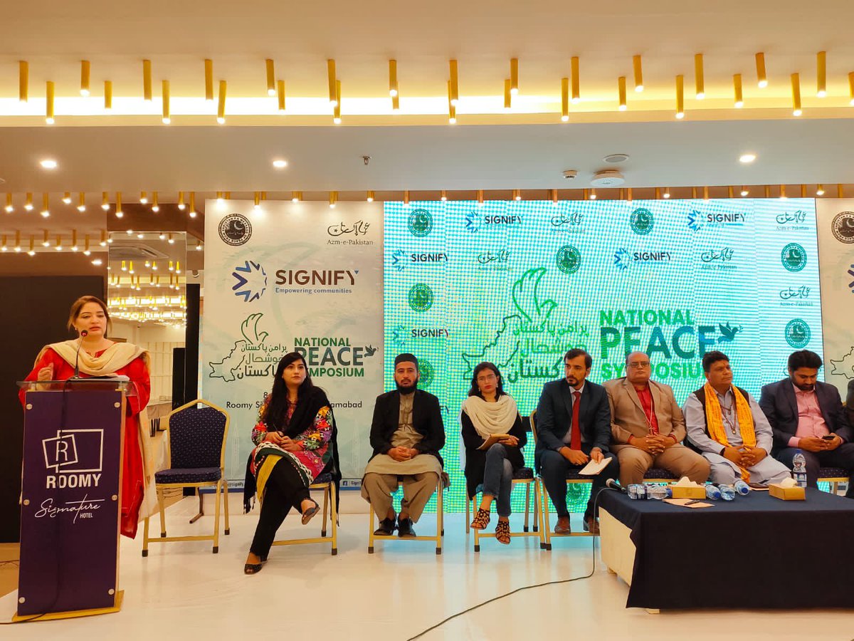 SignifyEC's tweet photo. “#Peace, #Tolerance &amp; #Harmony is inbuilt in human nature. Religions teach love &amp; tolerance.
There is no difference between minority &amp; majority of a state.” - Hon. MNA Romina Khurshid, Special Advisor to PM &amp; Convener of SDGs TaskForce

@MNARomina 
@SecretariatSDGs 

#PurAmnPak https://t.co/RkiVZZNB6R