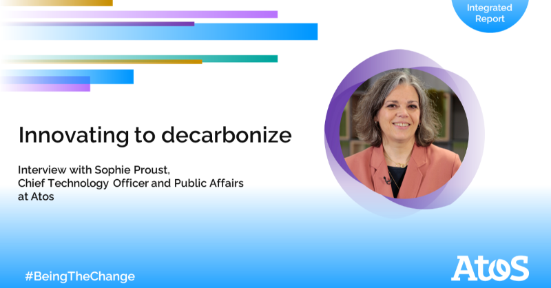 Atos's tweet photo. Innovation is at the heart of Atos and is part of one of our key objectives: tackling climate change.
Discover how Atos is innovating to #decarbonize the digital sector.
Read the full interview with @So_Proust, Atos Chief Technology Officer and Public Affairs. #BeingTheChange