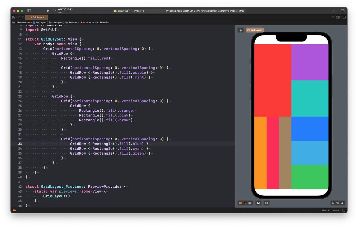 DonnyWals's tweet image. So much fun to be had with Grid in SwiftUI on iOS 16 😌 #WWDC22
