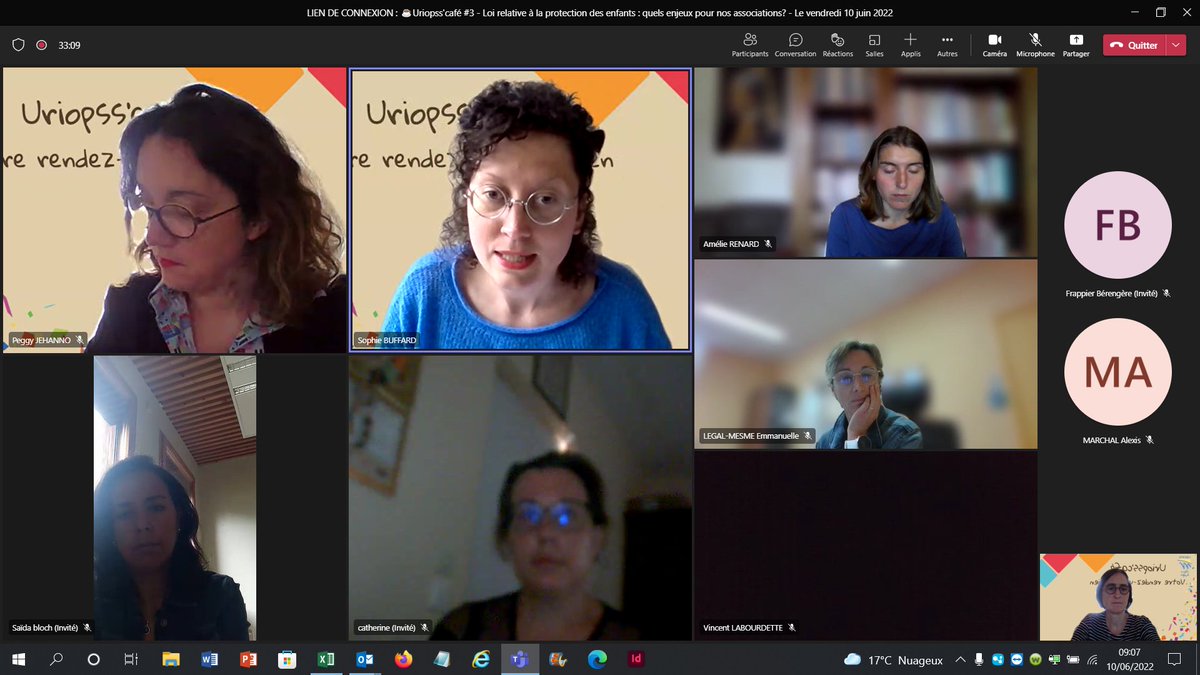 Uriopss_PDL's tweet photo. ☕ Ce matin l'@Uriopss_PDL et ses adhérents ont échangé en visio autour d'un café sur la #loi #protection des #enfants du 07/02/2022 - Merci aux participants!
#URIOPSS'café #convivialite
#tisseusesdeliens #portevoix https://t.co/K7JZGL4uVZ