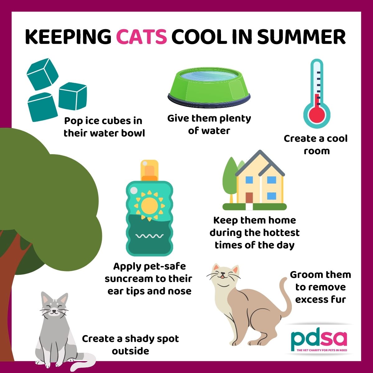 PDSA_HQ's tweet photo. We all know how to keep ourselves cool when the sun has got its hat on, but do you know how to protect your furry pal when they’re feeling the heat? 🌡️☀️

🐶 Keeping your #Dog cool in summer: https://t.co/ZyimMNsxJY

😺 Keeping your #Cat cool in summer: https://t.co/o7ca63XEDl https://t.co/kRJk7bdotx