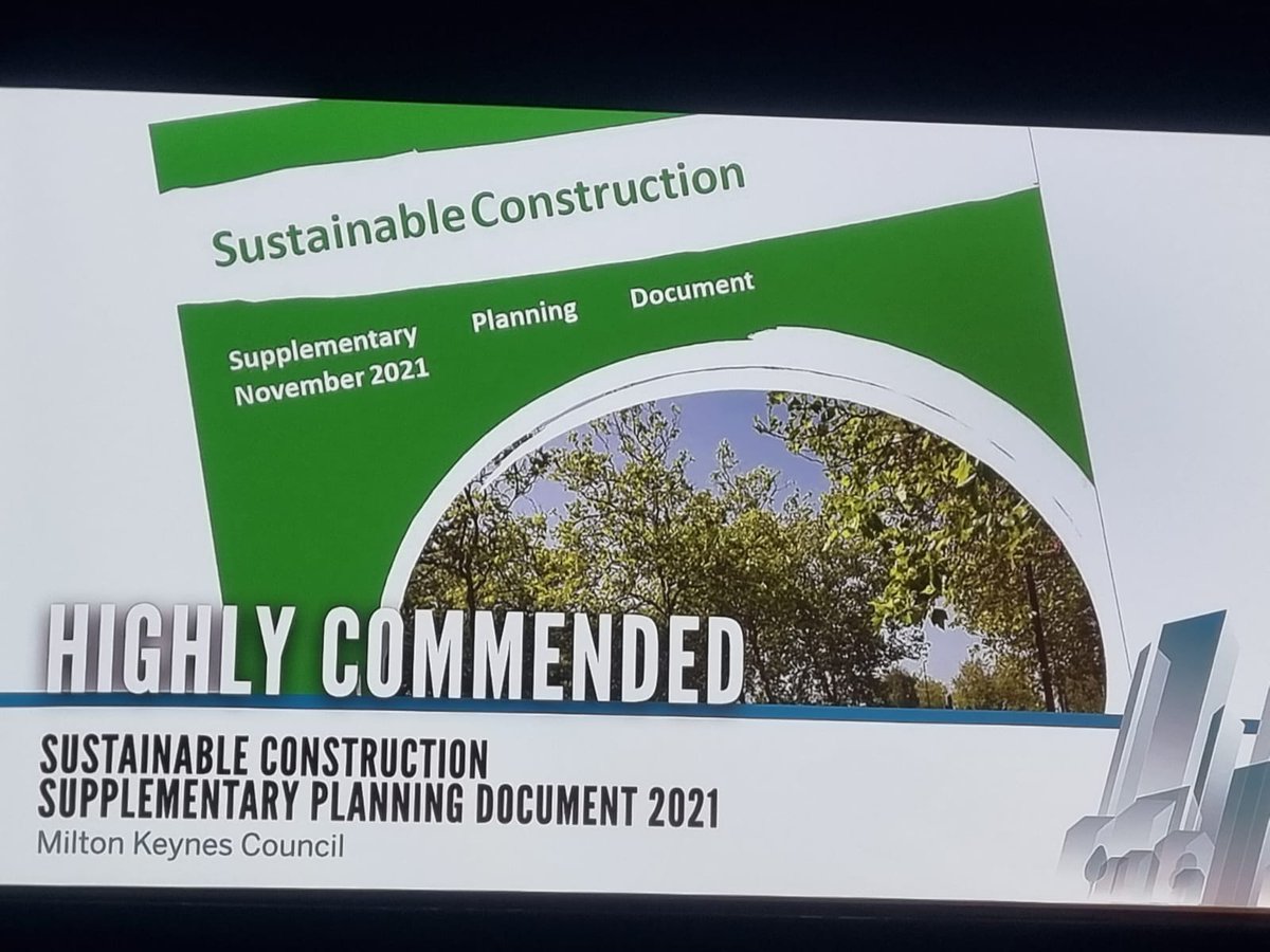 LP_localgov's tweet photo. Great fun to see everyone at the #PlanningAwards last night, and so proud that our joint submission with @mkcouncil was highly commended.🏆
#addressingclimatechange #sustainableSPD #loveMK https://t.co/9LEqejMHP3