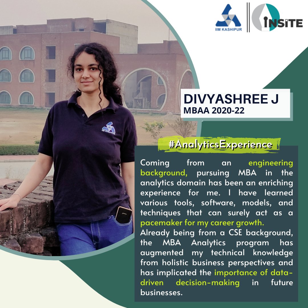 IIMKsp's tweet photo. Hear out 𝐃𝐢𝐯𝐲𝐚𝐬𝐡𝐫𝐞𝐞 𝐉 from the 𝐌𝐁𝐀𝐀 𝟐𝟎𝟐𝟎-𝟐𝟐 batch sharing her key takeaways from the program.
#IIMKashipur #IIMKsp #MBAAnalytics #IIMInTheNorth #Analytics #businessanalytics #mbaanalytics https://t.co/bOEe3LnFF7