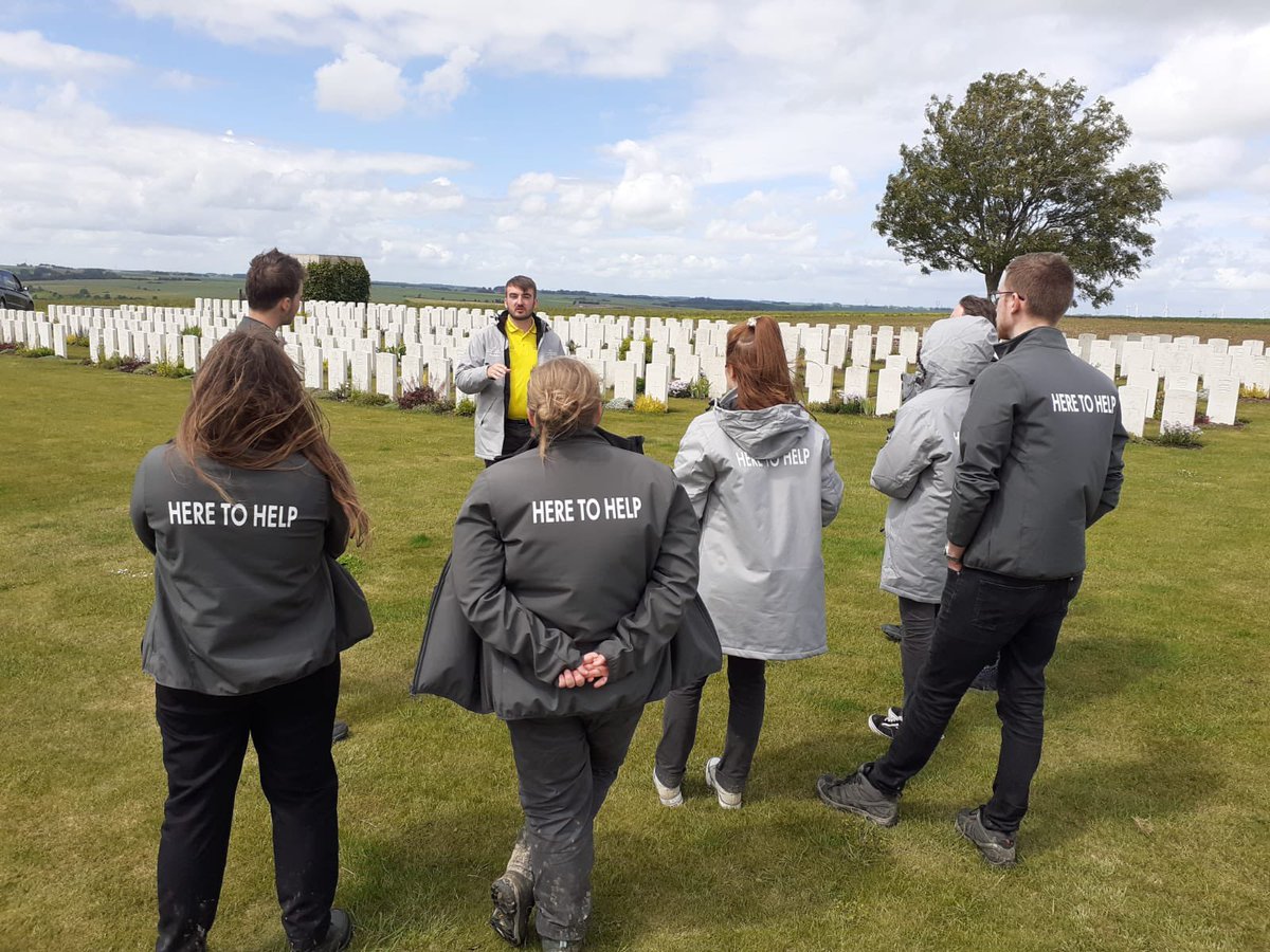 CWGC's tweet photo. Our new Commonwealth War Graves Foundation student guides have been undergoing training this week. A fantastic group of young people who will be representing us at Thiepval and the Visitor Experience at Beaurains this summer. https://t.co/Fgdwezpt4B