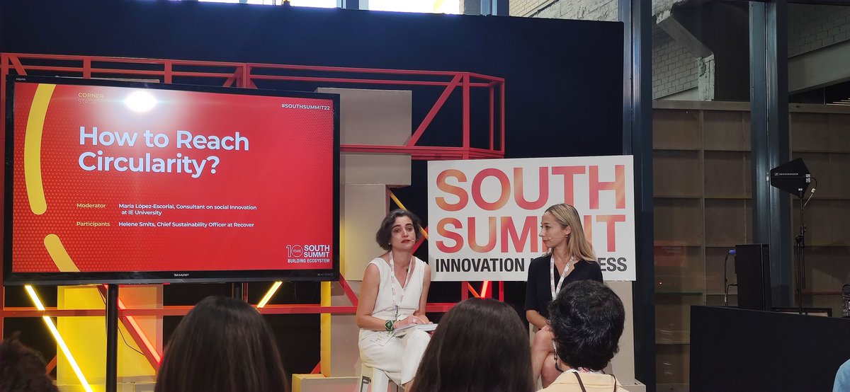south_summit's tweet photo. In a few minutes we start in cornet stages: How To Reach Circularity? with María López-Escorial, @IEuniversity and Helene Smits
You're ready? 🚀🚀🚀
#SouthSummit2022
#Innovation #Startups #Cornerstage #circularity https://t.co/RMFFsoFWer