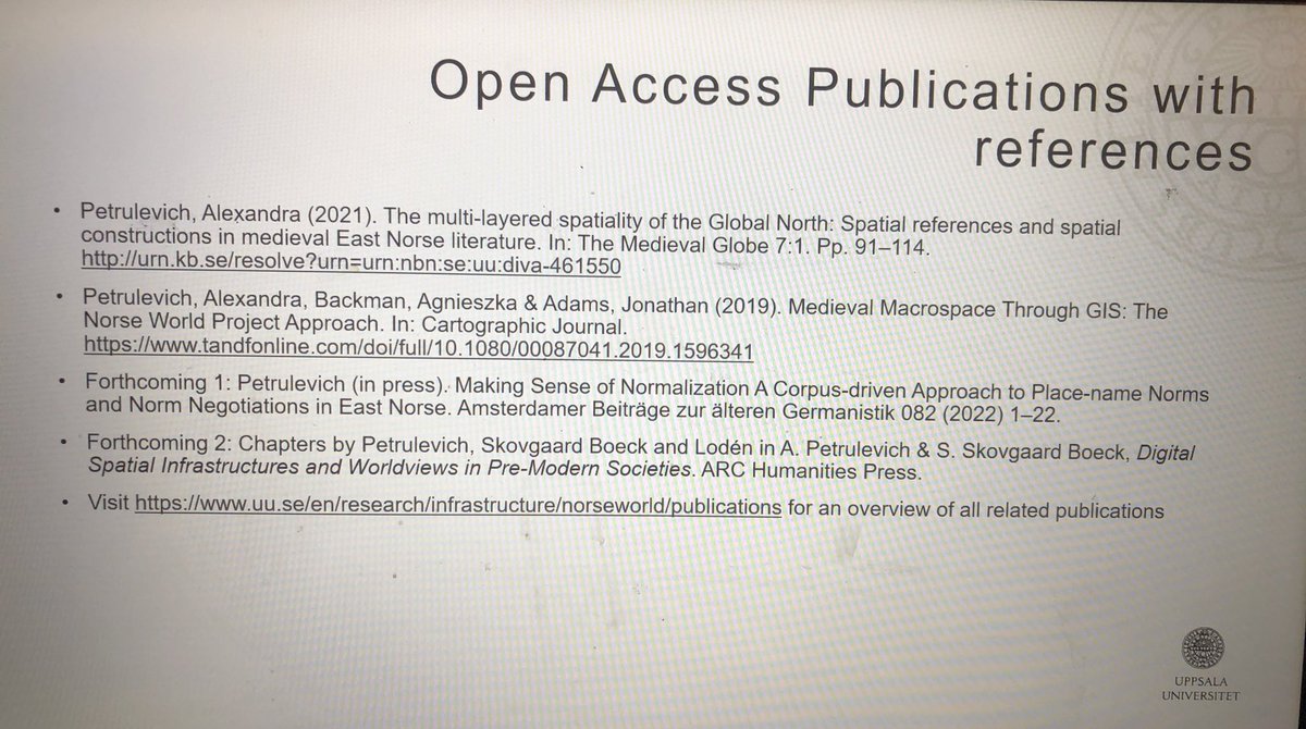 Starting the day by virtually attending the Mapping Medieval Peoples project workshop <a href="/imafo_oeaw/">IMAFO</a>! First paper by <a href="/petrulevich/">Alexandra Petrulevich</a> asking the important question of what is spatial data in a text and how the team at <a href="/Norse_World/">NorseWorldGazetteer</a> define it!
