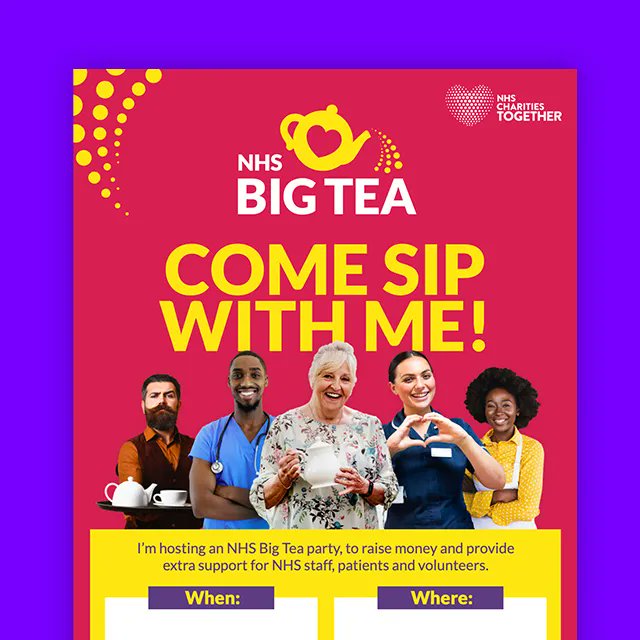 ☕️ NHS Big Tea 2022 - Tuesday 5th July ☕️
Would your Workplace or Local Community Group like to be involved with the NHS big Tea to celebrate the NHS's 74th Birthday!?
If you would like to get involved and host your own Tea Party, Please contact us for your Fundraising Pack!