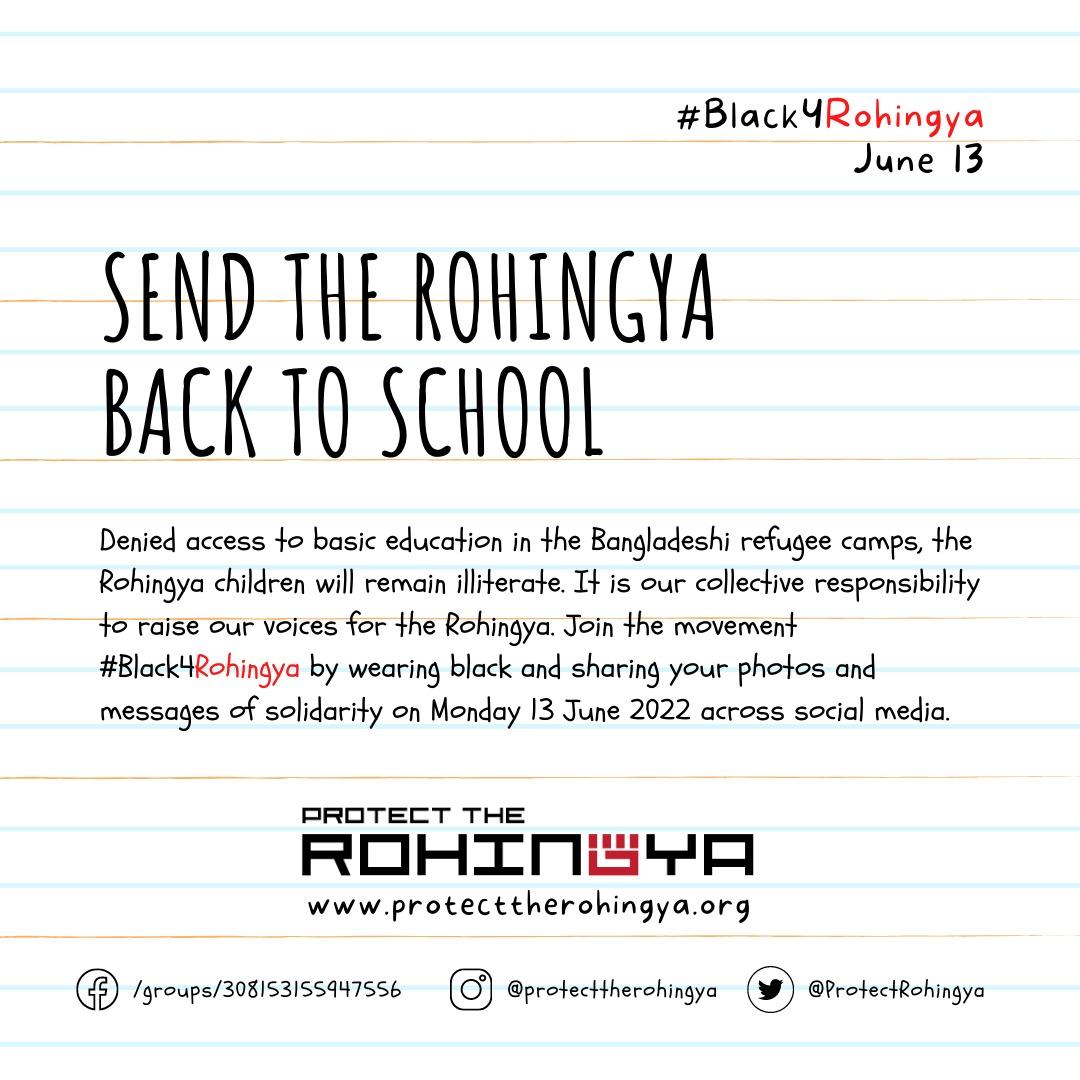 ProtectRohingya's tweet photo. Friends we need your help for Monday please ask everyone you know to join the movement and wear #Black4Rohingya https://t.co/xOJ2tCZGqg