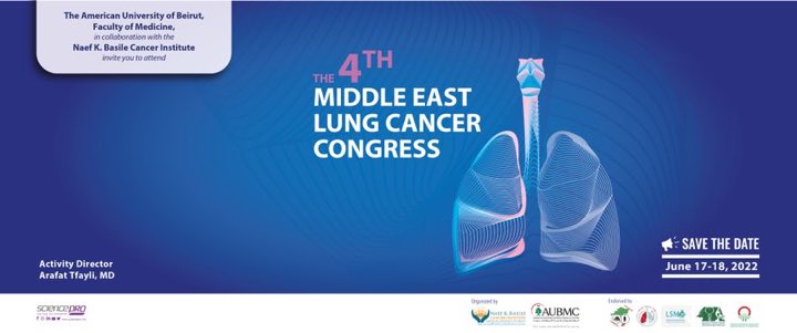 The 4th Middle East Lung Cancer Congress, June 17-18. Excellent, comprehensive program for all health care providers. Free registration on the link below. <a href="/AUBMC_Official/">American University of Beirut Medical Center</a> <a href="/AUB_Lebanon/">American University of Beirut</a> #lungcancer <a href="/IASLC/">IASLC</a>  

forms.office.com/Pages/Response…
