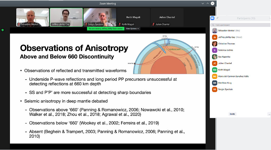 DeepTransitions's tweet photo. @StoneScience420 presenting his results on the '660' discontinuity to TIMEleSS members. Good to se the results of all these complicated experiments coming along! https://t.co/WbJJlW0Pp4