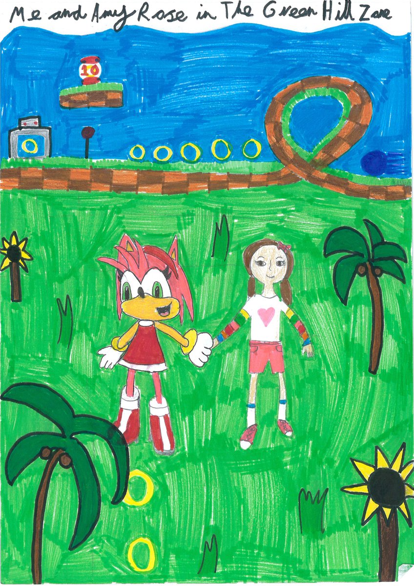 This wonderful drawing was done by one of our students at Comics Club. The prompt was: If you could jump through the cinema screen to be in any movie with any character, which would you choose and what would you do? @sonic_movie @sonic_hedgehog #gaming #greatschoollibraries #art https://t.co/Hjm62J2drF