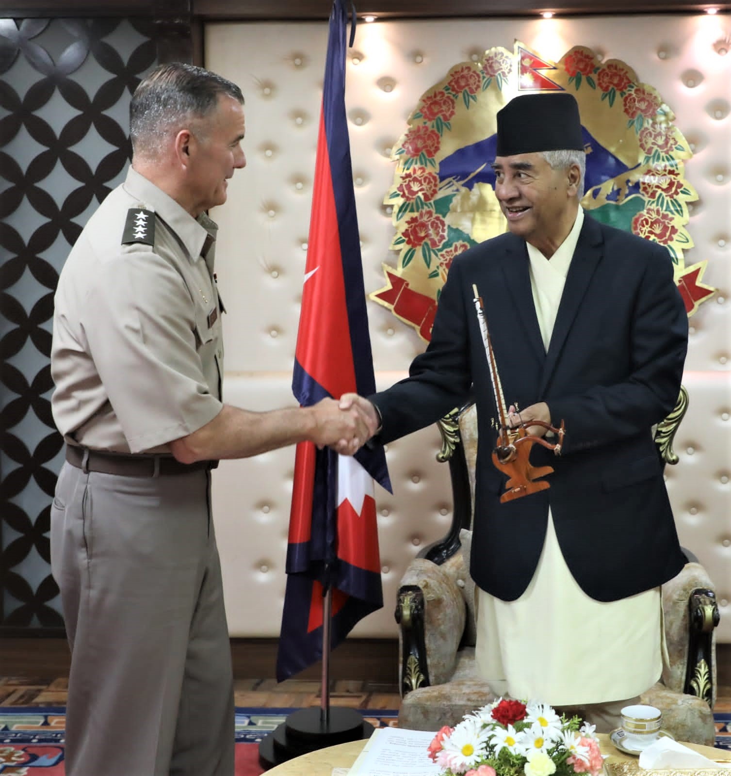 Commanding General of @USARPAC Charles A. Flynn's meeting with Prime Minister Sher Bahadur Deuba