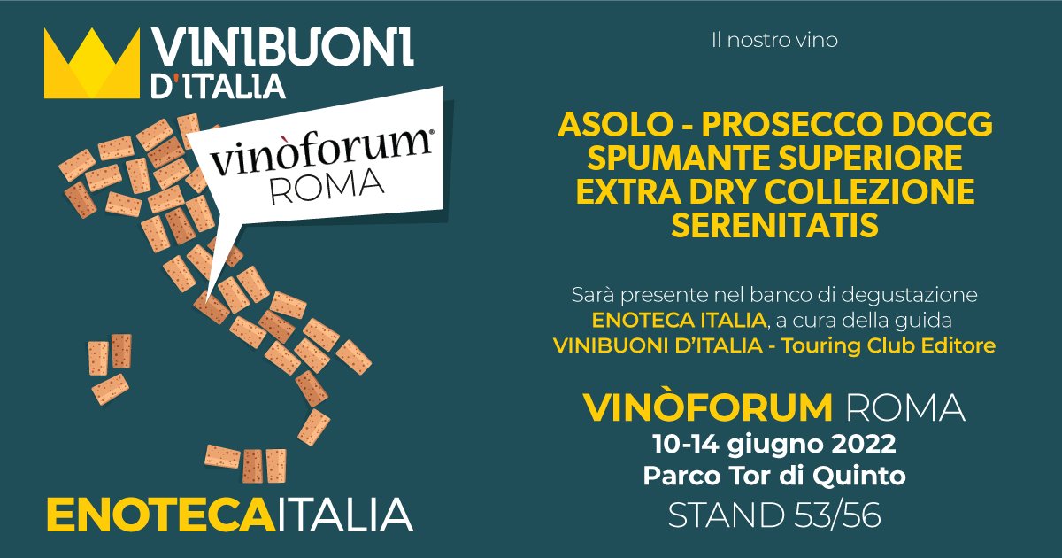 Siamo felici di condividere che da oggi fino al 14 giugno saremo presenti al Vinoforum Roma nel banco di degustazione di Enoteca Italia, a cura della guida Vinibuoni d'Italia.

Stand 53/56

Vi aspettiamo!

#Montelvini #VinoforumRoma #vinibuoniditalia #EnotecaItalia
