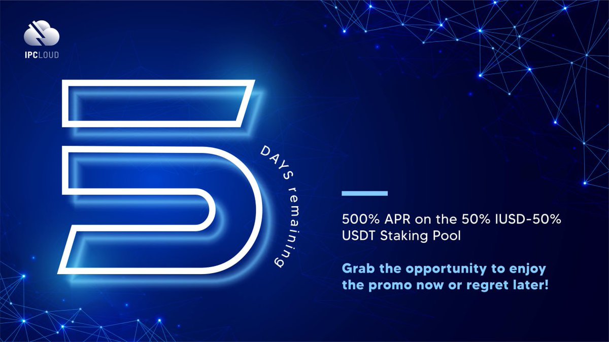 IPCOfficial_'s tweet image. 🖐 days left

The 500% APR staking pool is still running 👀

#IPCloud #digitalwallet #IPCtoken #IPCapital