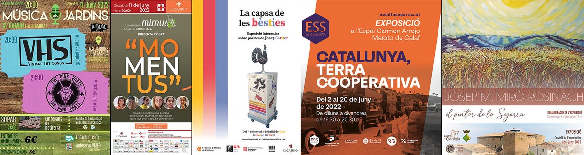 Sense plans per al cap de setmana? 
#fires #mercat #trail #concerts #teatre i #expos, gaudeix la #primaverasegarra! 
@lasegarra @paeriacervera @brufaganya @espurnesbarroqs @eltrillargen @musicajardins @CasinodeCalaf @AJGuissona @viuelbosc  @viladetora 
ℹ️ visit.somsegarra.cat