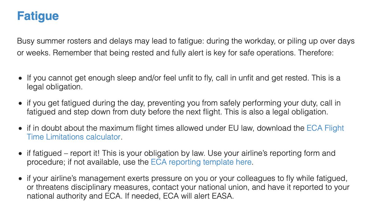 Pilots are not delay-managers. Pilots are not a ‘buffer’ for delays, cancelled flights, bad rosters &amp; failed operations planning &amp; management. Pilots are safety professionals.

Our advice to pilots facing overstretched ultra-busy summer rosters: do not fly fatigued!