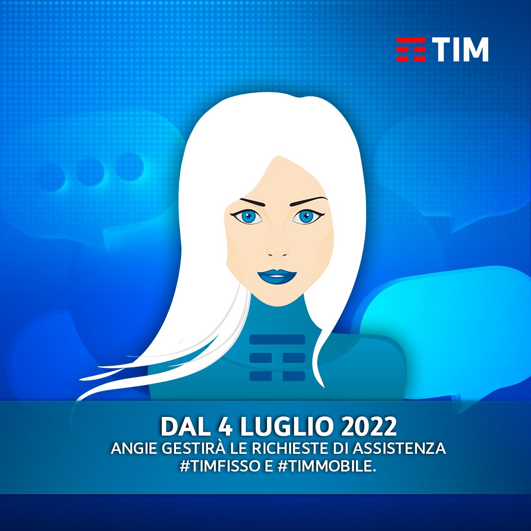 TIM Official (@tim_official) on Twitter photo 🔹 Dal 4 luglio <a href="/TIM4UAngie/">TIM4UAngie</a> diventerà l’operatore unico di riferimento per il nostro social caring su Twitter. L’account, gestito da un team di professionisti, sarà a disposizione in caso di assistenza per clienti #TIMFisso e #TIMMobile. 🔹 Dal 4 luglio <a href="/TIM4UAngie/">TIM4UAngie</a> diventerà l’operatore unico di riferimento per il nostro social caring su Twitter. L’account, gestito da un team di professionisti, sarà a disposizione in caso di assistenza per clienti #TIMFisso e #TIMMobile.