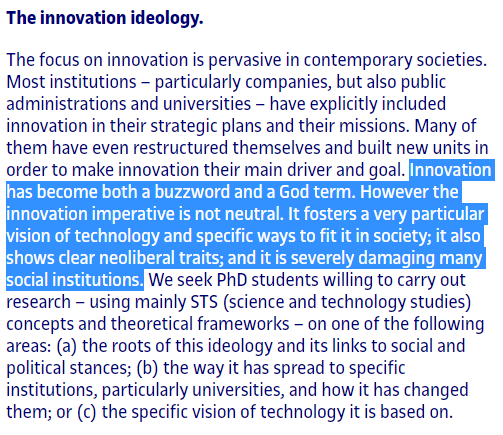 marktchronline's tweet photo. Shout-out to @EduardAibar and his team at the @UOCuniversity for the very important #research they carry out in the field of innovation 👏🏼. We need to stop worshipping novelty and change as if "new" necessarily equalled "good". #university #science #philosophy #innovation https://t.co/1Y6xC3RejN