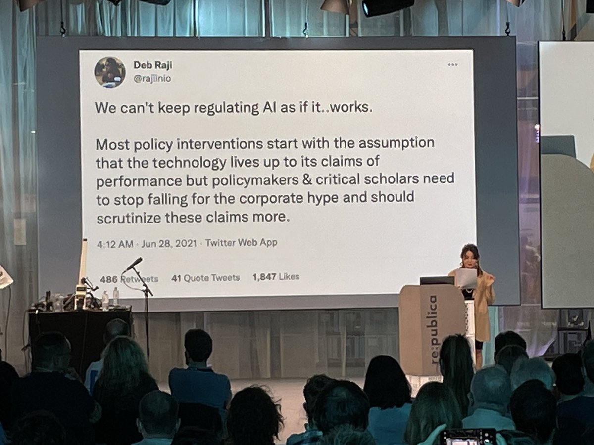 n3ijoy's tweet image. AI as the snake oil of the digital era. Let’s start pointing out the absurdity of many AI-based promises. Thank you @F_Kaltheuner. A fantastic quote by @rajiinio. @republica
