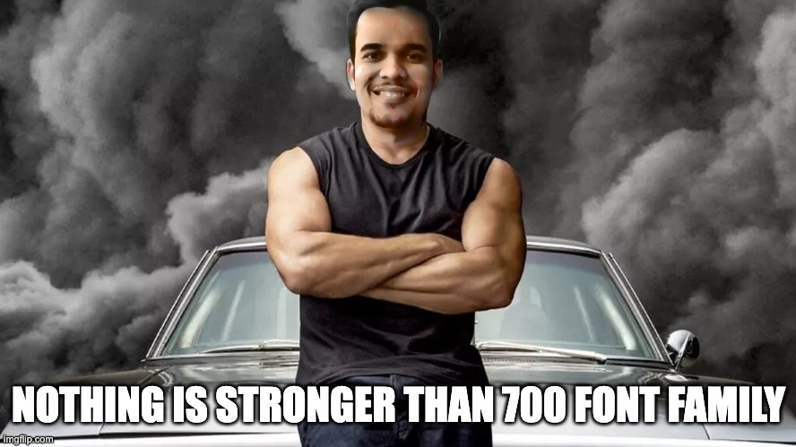 divyanshu013's tweet photo. when i ask @_kamlesh_ for a 900 variant of font in design system #MemePlayWithRazorpay @RazorpayEngg https://t.co/6ArJBAs2vc