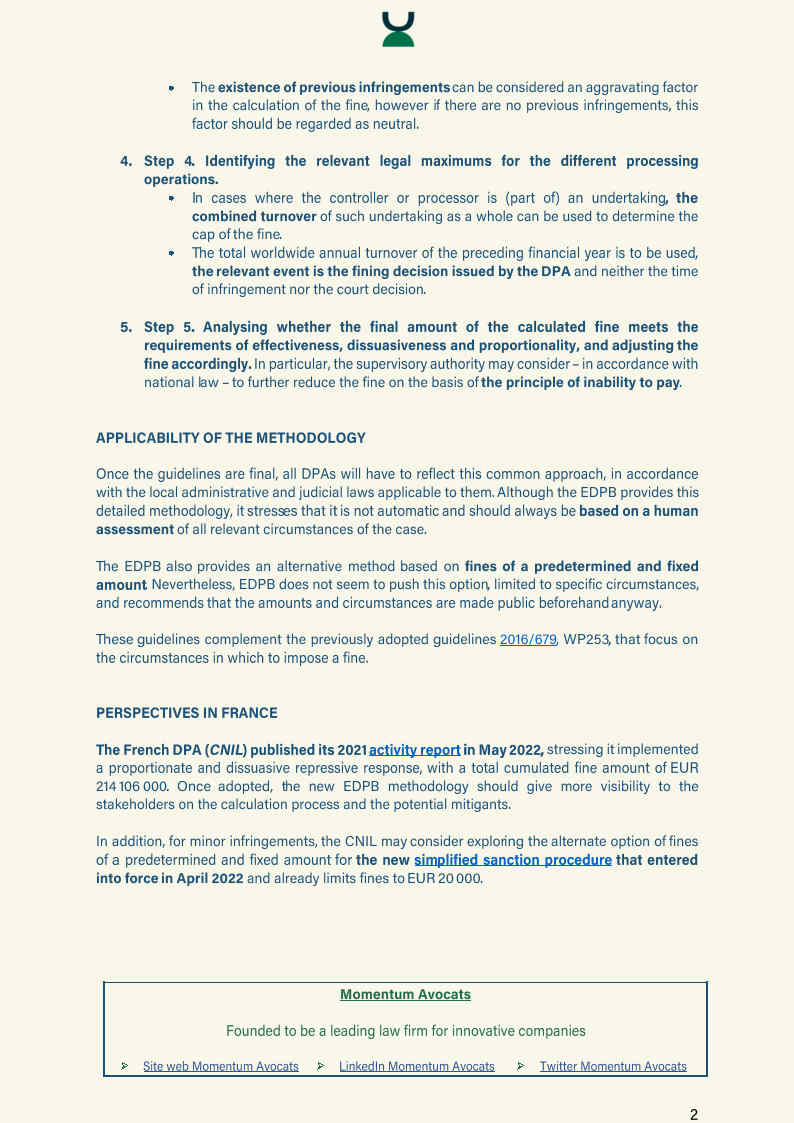[NEWS] Data protection authorities will now have to adopt a harmonized method for calculating #GDPR fines as the <a href="/EU_EDPB/">EDPB</a>  unveils new Guidelines, open to a public consultation until June 27th, 2022.
Read our overview of the new 5-step methodology
🖊️ Laure Meysonnet <a href="/julie_carel/">julie carel</a>