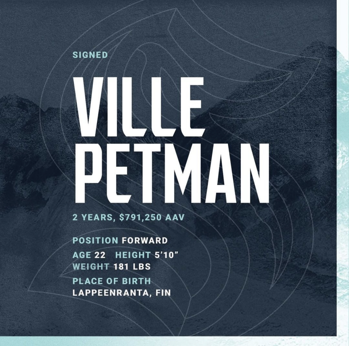 Aujourd’hui Ville Petman a signé un contrat de 2 ans, le joueur Finlandais de 22 ans a signé aujourd’hui son contrat. 
Espérons qu’il apporte un vrai plus à la franchise.