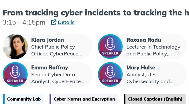 CMDSatCEU's tweet photo. Today at #RightsCon!
3:15 PM CET, our Fellow @r0xanaradu, @JordanKlara, Emma Raffray and Mary Hulse will participate in #communitylab a discussion on moving the focus from tracking cyber incidents to tracking the harm they cause.
https://t.co/5uaGl5fx0A https://t.co/UD9uWzQ15T