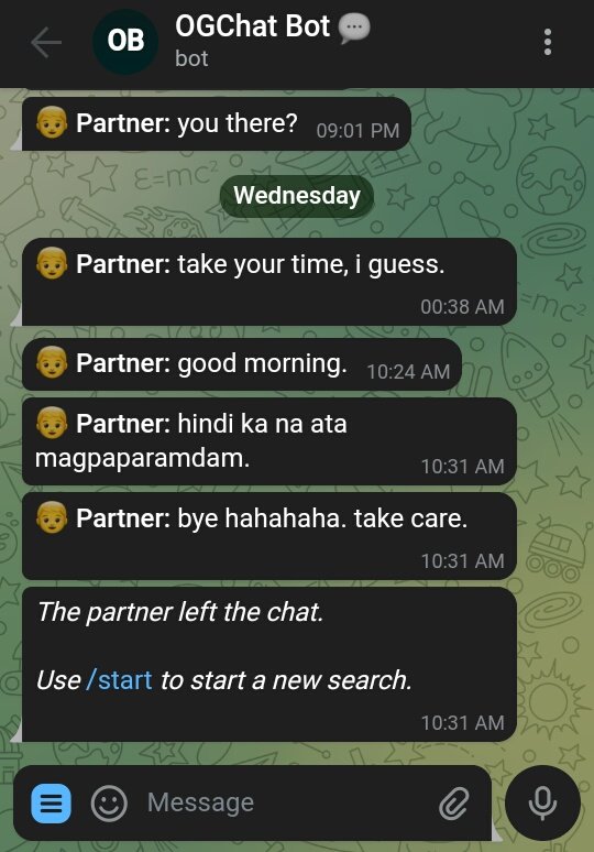 h6aven's tweet photo. So I was in OGChatbot the other day, but I forgot that fact before closing the app. I didn't get notifications for this so kung sino man 'to, sana makita mo. Please leave a sign din. I would like to personally apologise for leaving you hanging. https://t.co/Ya2B3kKNNZ