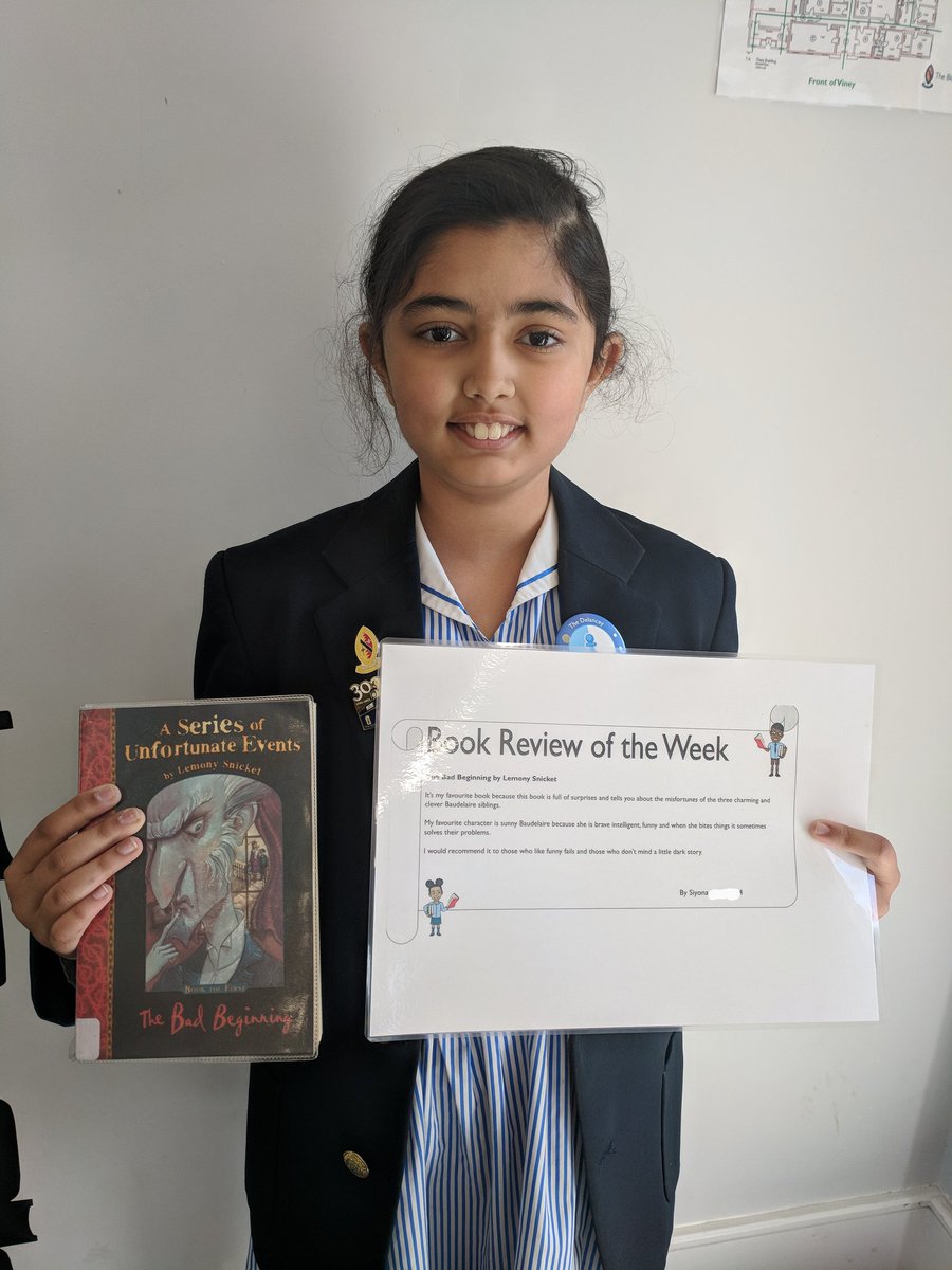 BCS Library (@bcslibrary_) on Twitter photo Book Review(er) of the Week Siyona wrote an impressive eleven reviews over half-term earning 22 House Points for St Monica's House. Her review of <a href="/lemonysnicket/">Lemony Snicket</a>'s The Bad Beginning raised a chuckle! #lovereading Book Review(er) of the Week Siyona wrote an impressive eleven reviews over half-term earning 22 House Points for St Monica's House. Her review of <a href="/lemonysnicket/">Lemony Snicket</a>'s The Bad Beginning raised a chuckle! #lovereading