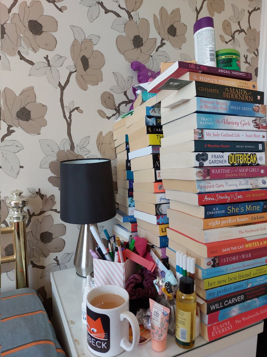 KarenLNHollis's tweet photo. I know everyone loves a #TBR especially a precarious one. Here is one of my bedside tables. I have about 135 books in total on my bedside tables. #amreading #BookTwitter #booktwt #toomanybooksnotenoughtime Let's see yours! 📚 https://t.co/txyelvqTmy
