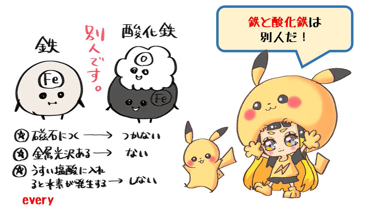 everyhibaru's tweet photo. 中2理科の復習😊

＃イラスト
＃ポッチャマ
＃化学式
＃中2理科
＃夏期講習 https://t.co/G2uxwc2Pfn