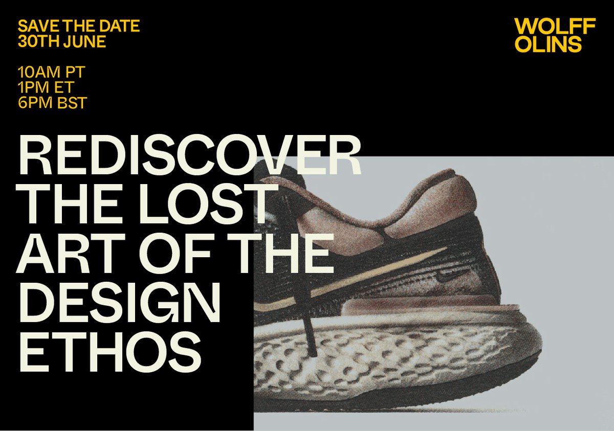 WolffOlins's tweet image. We’ll discuss the need for a #DesignEthos at our upcoming event, alongside panel speakers from Google, Dyson and BBC. If you’re a design, strategy or marketing leader and want to find out more about the event, email us at becca.peppiatt@wolffolins.com. NB: Spaces are limited!