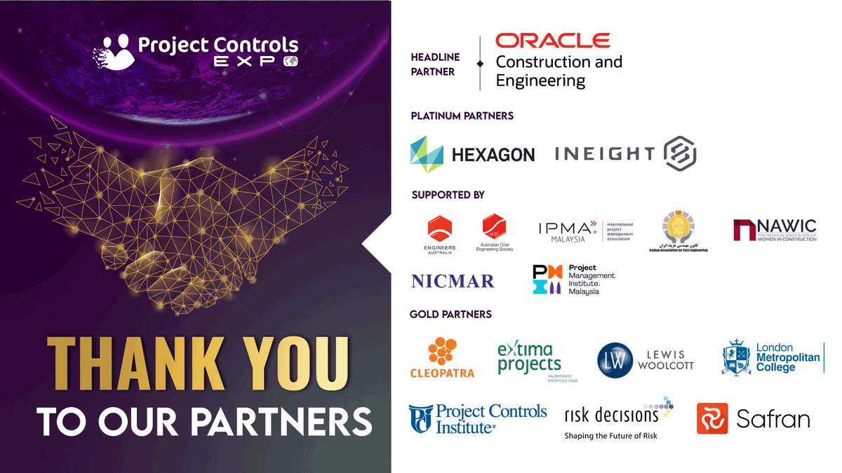 We would like to thank all of our valued partners for their continued support, in the cause of developing and advancing the profession at the third edition of Project Controls Expo Virtual.

#PCExpo2022 #ProjectControls #PCEVirtual #VirtualEvent #partners