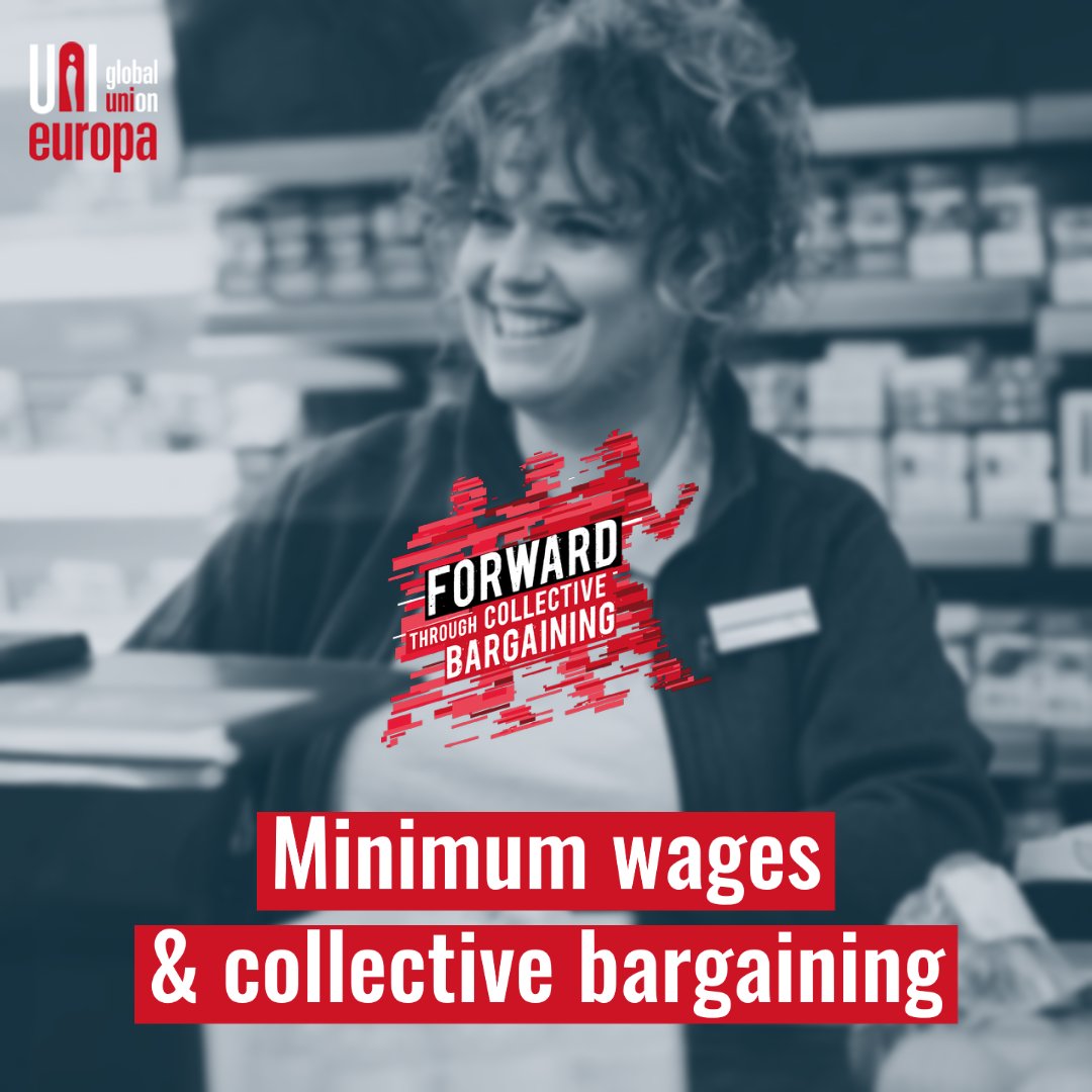 UNI_Europa's tweet photo. #MinimumWagesEU 🧵 

Why the EU's objective of reaching 80% collective bargaining coverage in each member states is good news for working people.

#DemocracyAtWork https://t.co/8BtHRSds5a