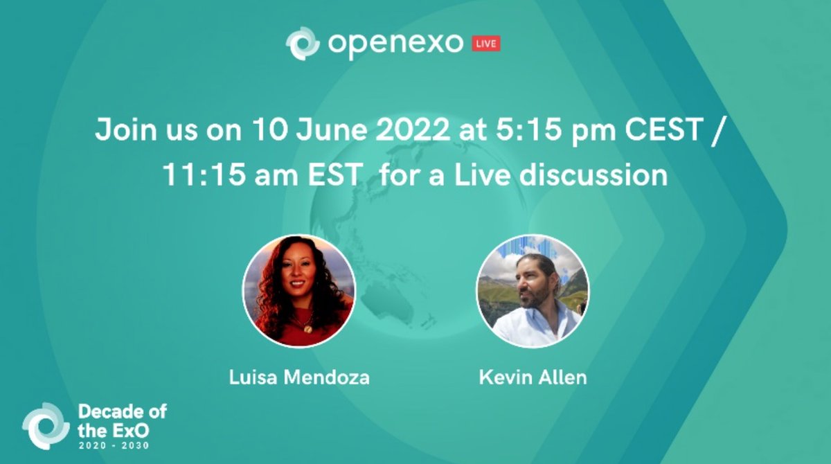 bostonexo's tweet photo. Join @BostonExO's Chief Business Officer Luisa Mendoza on Friday June 10 at 11:15am EDT / 3:15pm UTC / 5:15pm CEST / 8:45pm IST on @OpenExO Live with host @KIA84_ZA!
Watch/listen live: https://t.co/W57hb7bzHd
#exo #exocommunity #openexo #bostonexo #disruptorbedisrupted https://t.co/w2EC4KtqoI