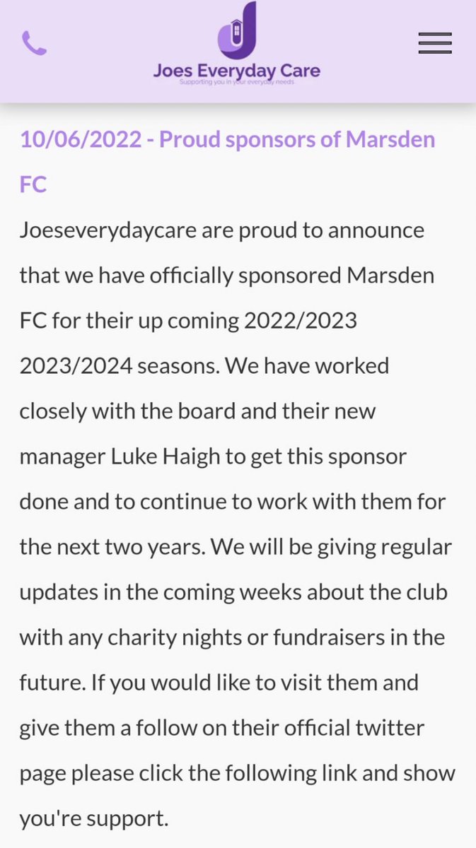 Marsden__FC's tweet photo. We are pleased that @Doingitforjoe is our proud sponsors and are very flattered they have put us on their official website!
https://t.co/s6ThAvZ0Td https://t.co/ohIaqHzvA6