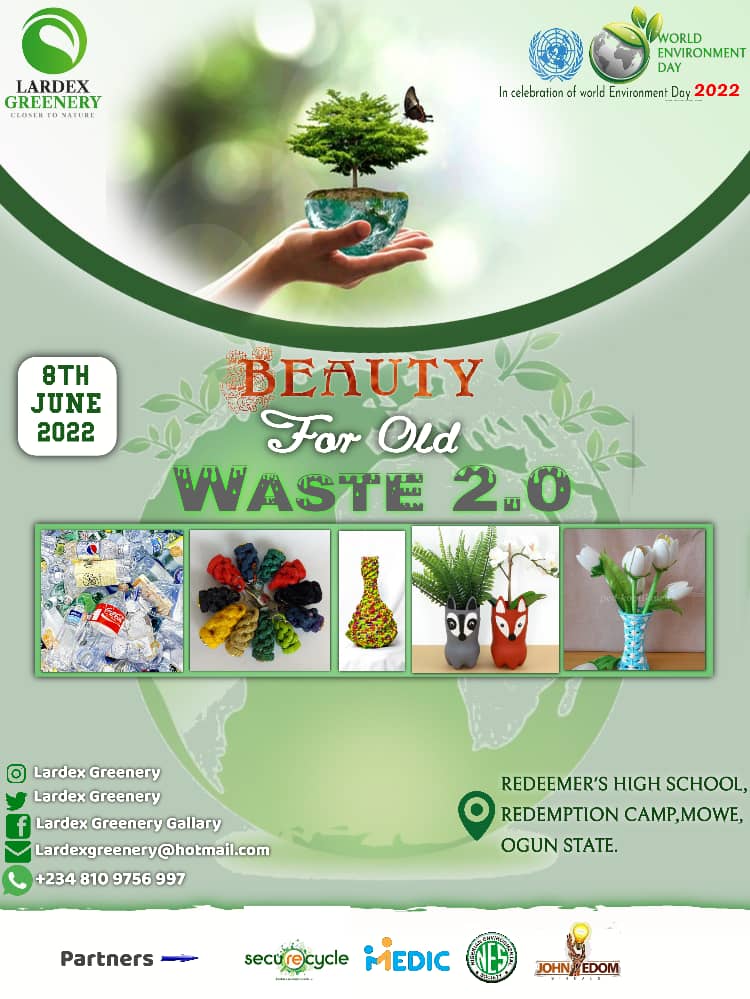 THE 🌎 ENVIRONMENT DAY, celebrated under the platform of BEAUTY FOR OLD WASTE 2.0 organised by LARDEX GREENERY in partnership with JOHN EDOM VISUALS, to train school children about the positive values of waste and reawaken their sense of environmental consciousness.