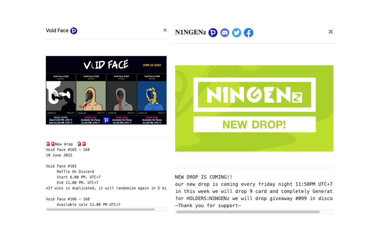 Wisktl's tweet photo. This is an upcoming event today.
https://t.co/I5nQV5V2pE
If you are #parasCreators 
You can use this to tell collectors about your activities 
.
Simple conditions, just you hold only 1 card in Chingchong Collection
https://t.co/ZeBhTRUGA9

#nearcollector #nearNFTs $near #NFTevent https://t.co/bPxGSi6TQ9