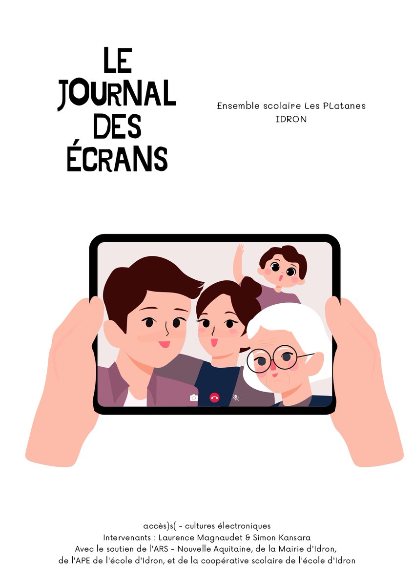 petit aperçu du "Journal des écrans" créé par les élèves de l'école d'Idron et les intervenants Laurence Magnaudet et Simon Kansara.
ce journal est le résultat du projet "les écrans et moi" soutenu par l'ARS.
bravo à toute l'équipe projet !
#actionculturelle #numerique
